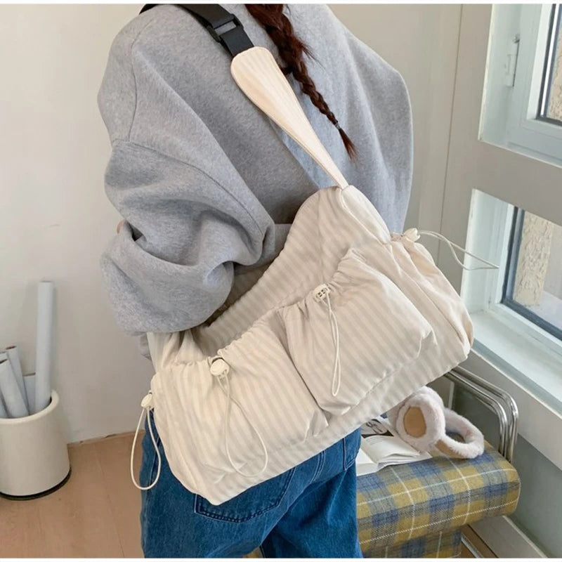 Stylish Plaid Nylon Shoulder Tote Bag | Versatile Everyday Accessory