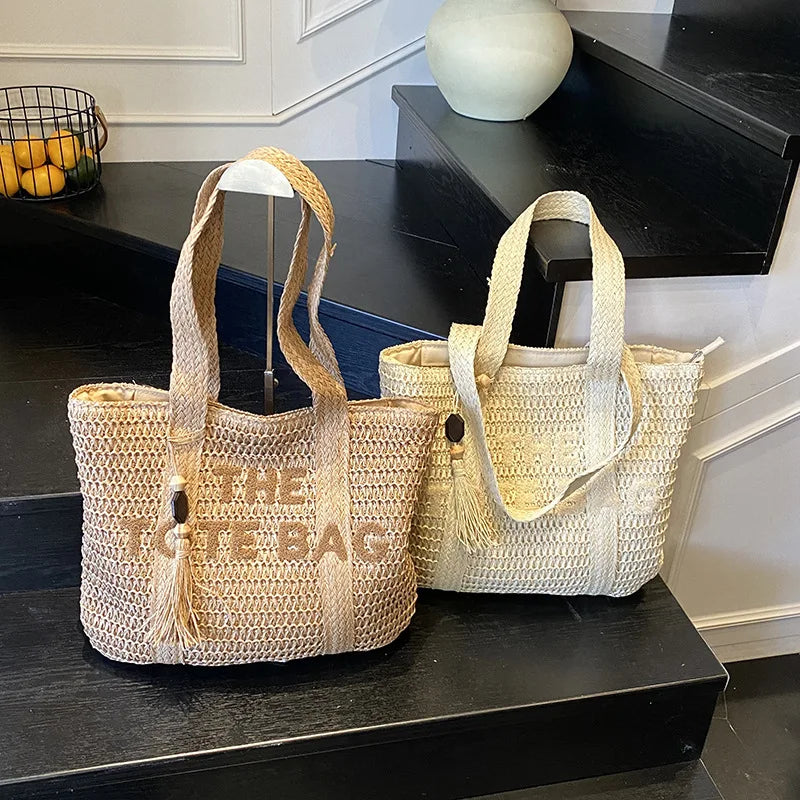 Hand-Woven Summer Handbags | Large Capacity Tote with Tassel