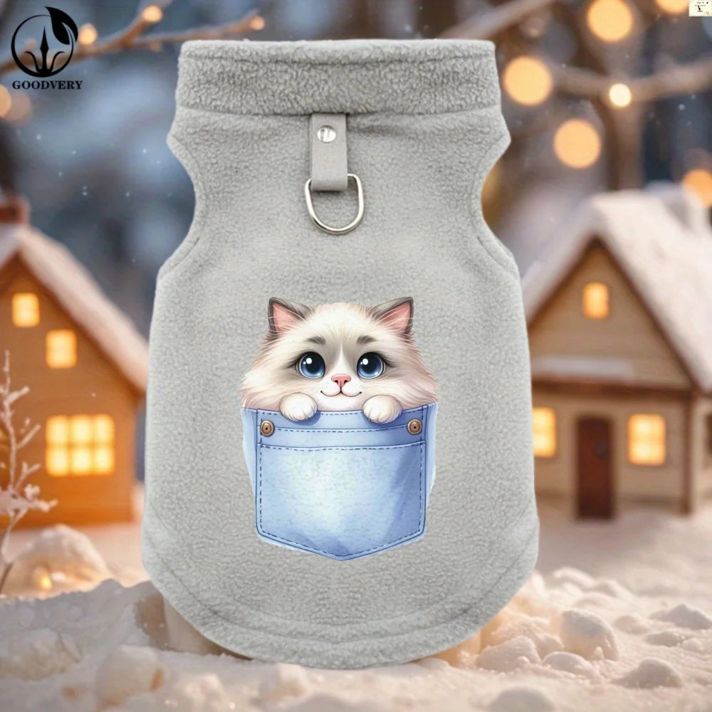 Soft Fleece Cat Sweater Jacket | Warm & Cozy Pet Clothes
