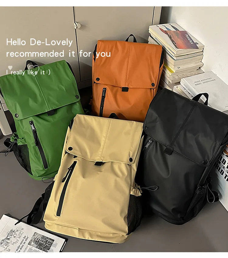 Large Waterproof Leather Backpack for Travel & Business - Unisex