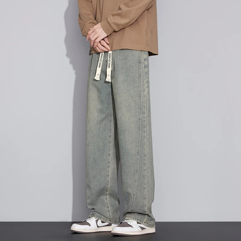 Men's Distressed Wide Leg Jeans | Casual Autumn Winter Style
