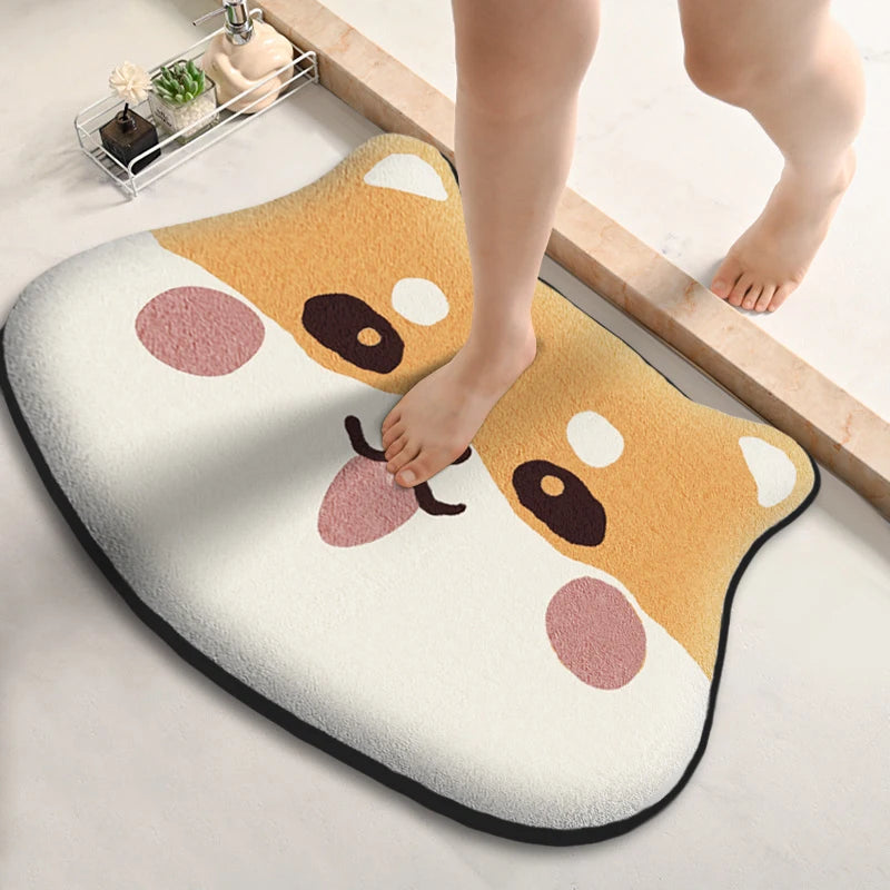 Non-Slip Absorbent Bathroom Floor Mat | Flannel Toilet Mat