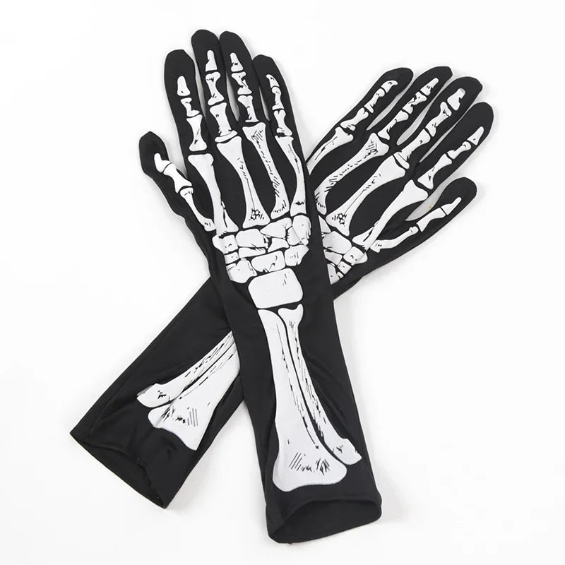 Black Punk Fingerless Gloves | Gothic Skeleton Style Accessories