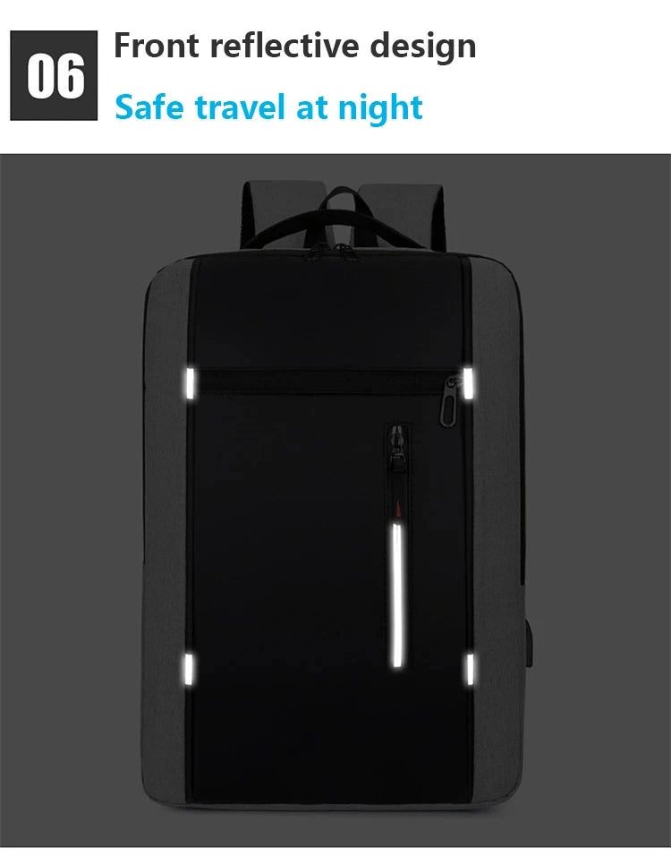 Men's Waterproof Oxford Laptop Backpack with USB Charging Port