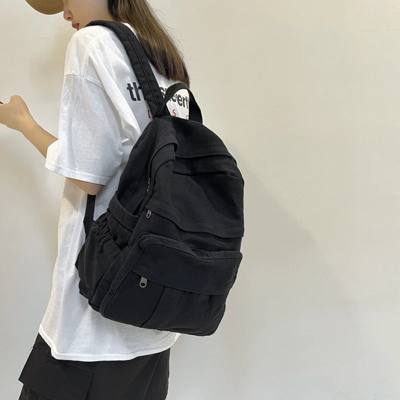 Stylish Vintage Fabric Backpack | Trendy & Functional Student Bag