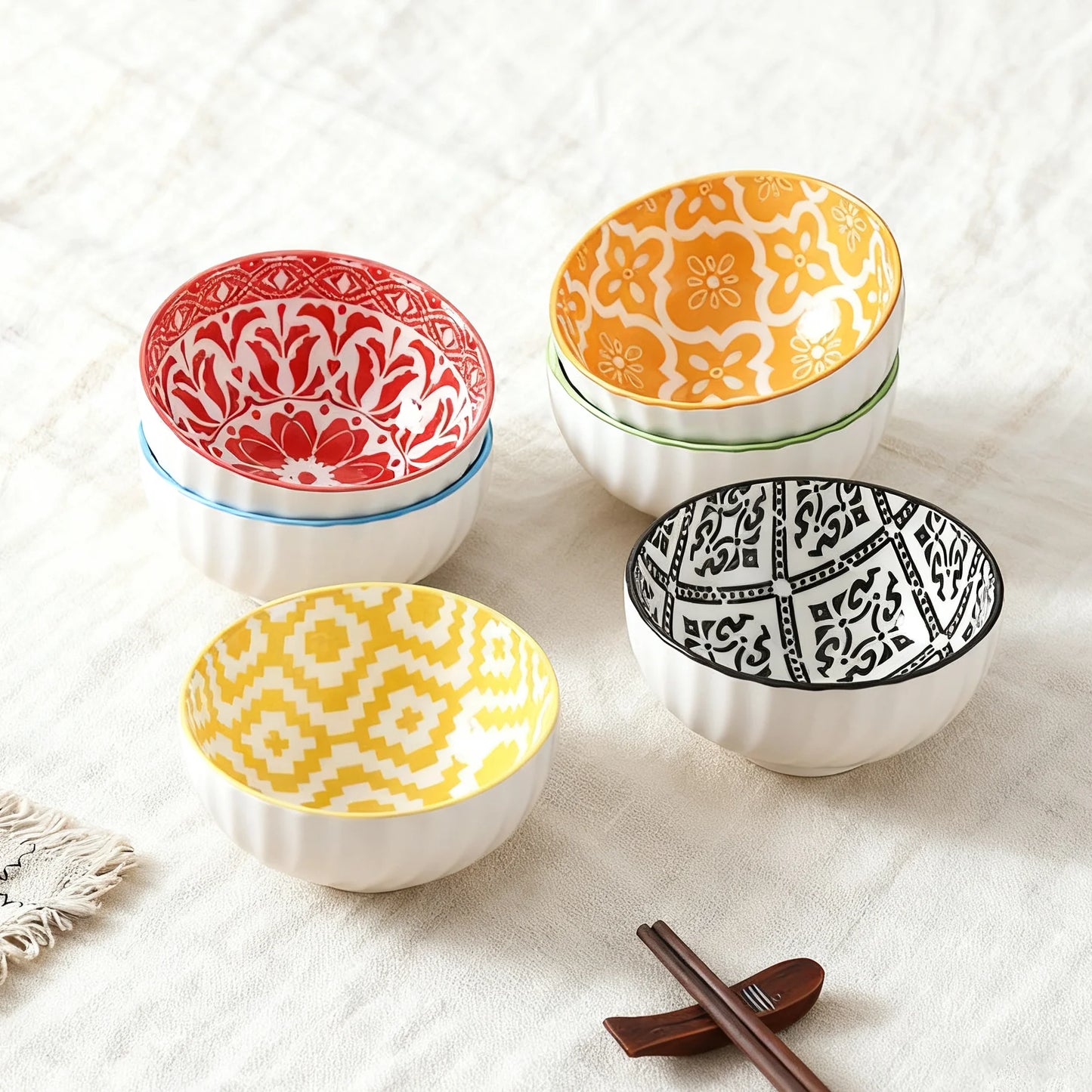 6-Piece Ceramic Bowls Set | Perfect for Pasta, Salad & More