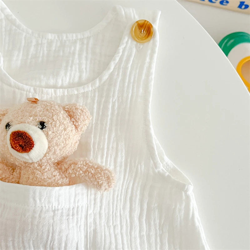 3Pcs Muslin Baby Jumpsuit Set | Stylish Summer Outfit for Kids