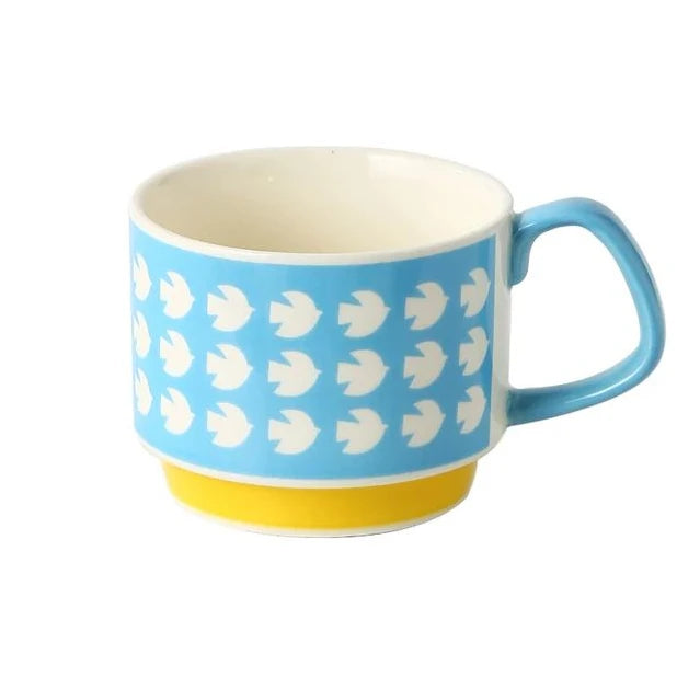 Retro Ceramic Flower Coffee Mug Set | Perfect for Tea & Oats