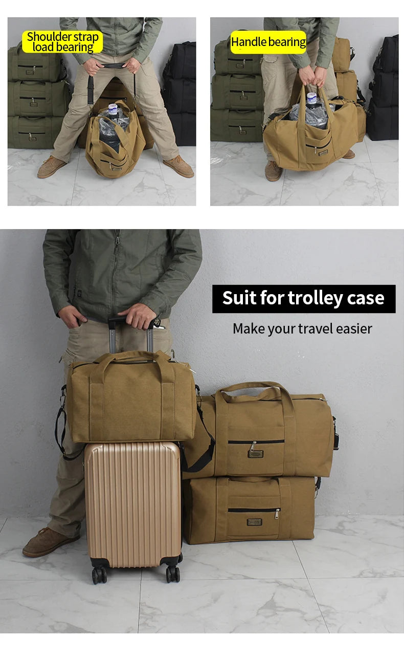 Unisex Soft Canvas Travel Duffle Bag | Large Capacity Tote