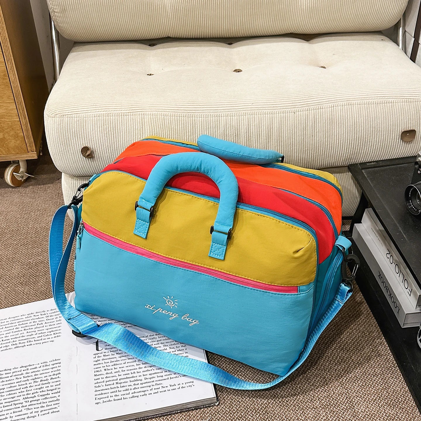 Fashion Trend Dopamine Contrasting Travel Bag Independent Shoe Compartment, Lightweight Yoga Bag, Outdoor Sports and Fitness Bag