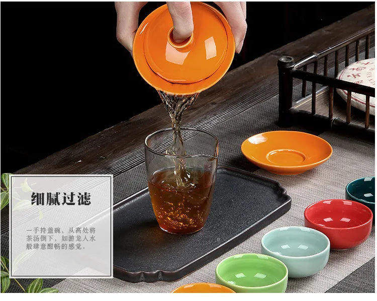 Handmade Ceramic Porcelain Gaiwan Teaware Set | Perfect for Kung Fu Tea