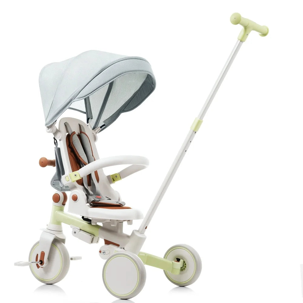 Portable 7-in-1 Toddler Tricycle | Adjustable Handle & Safety Guardrail