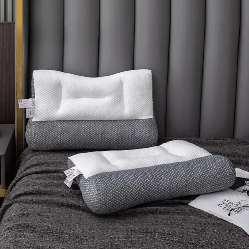 Orthopedic Cervical Support Pillow with Reverse Traction Zoned Design — Soft Polyester Fiber Sleep Aid Pillow Core for Home and Dorm Use