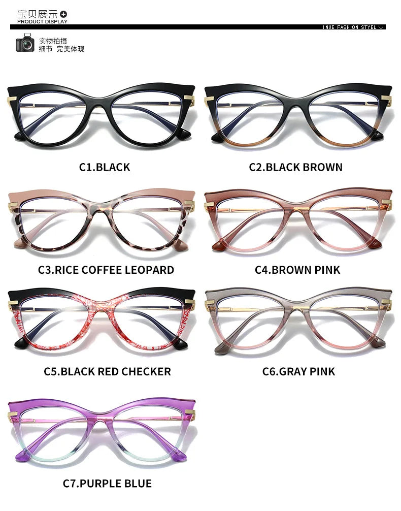 Gradient Cat-Eye Glasses | Retro Y2K Style for Fashion Enthusiasts