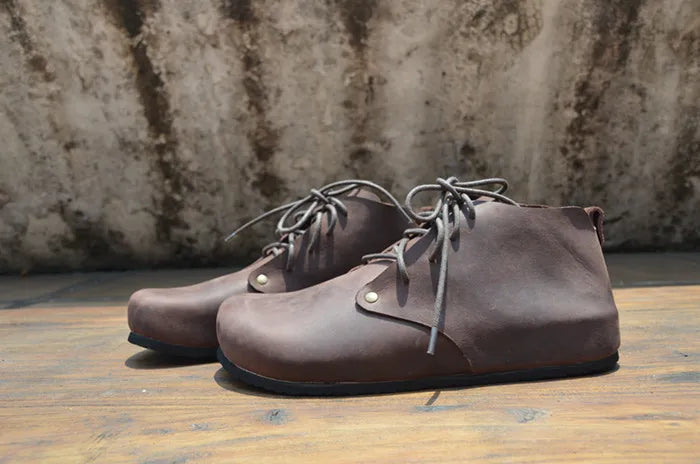 Handmade Genuine Leather High Top Women's Shoes | Stylish Casual Footwear