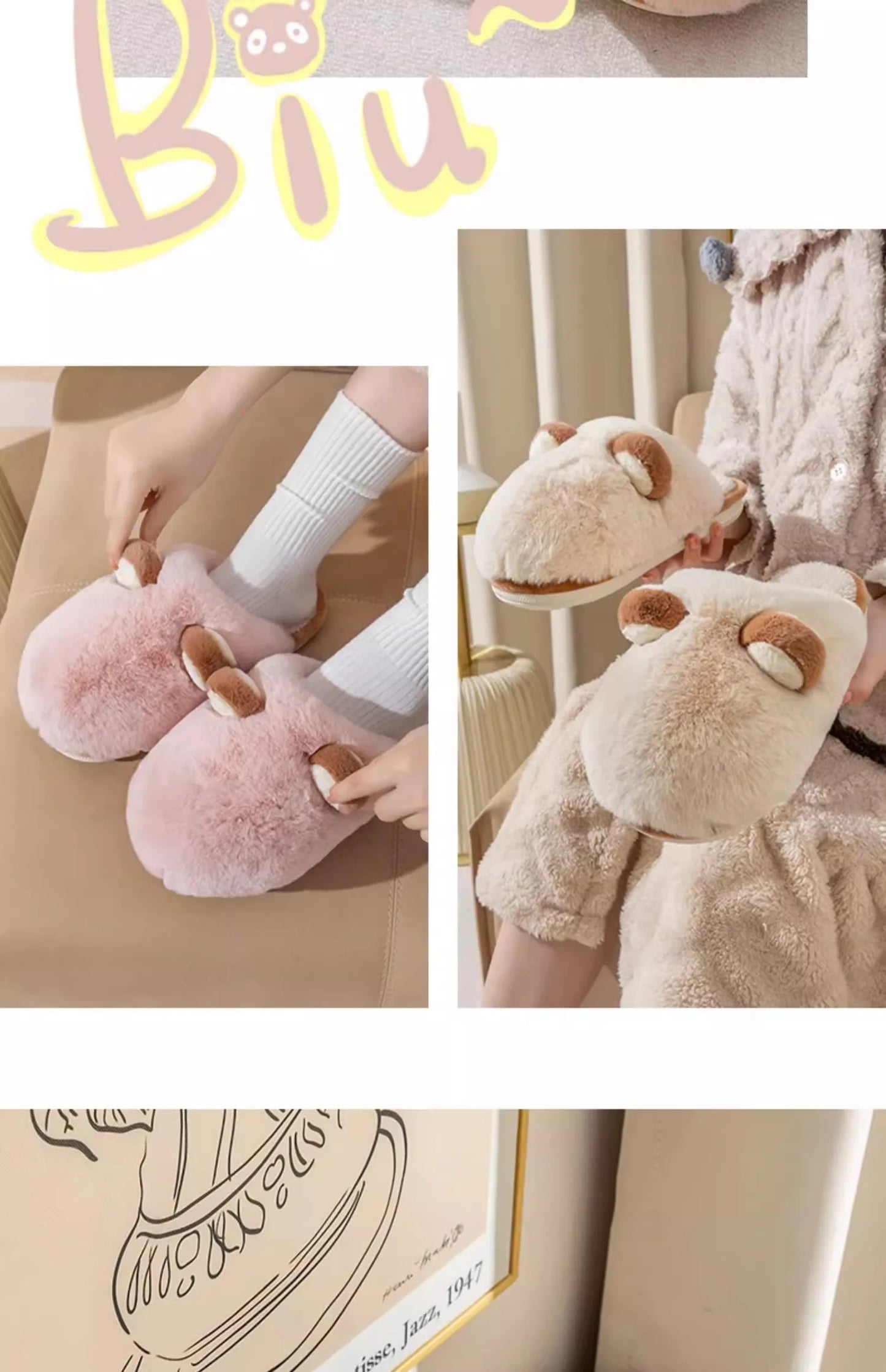 Women's Anti-Slip Plush Cotton Slippers | Cozy Warm Home Footwear