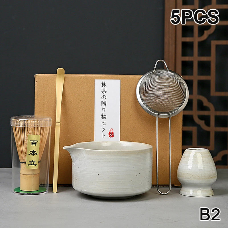 Juego completo de té Matcha con batidor de bambú y accesorios