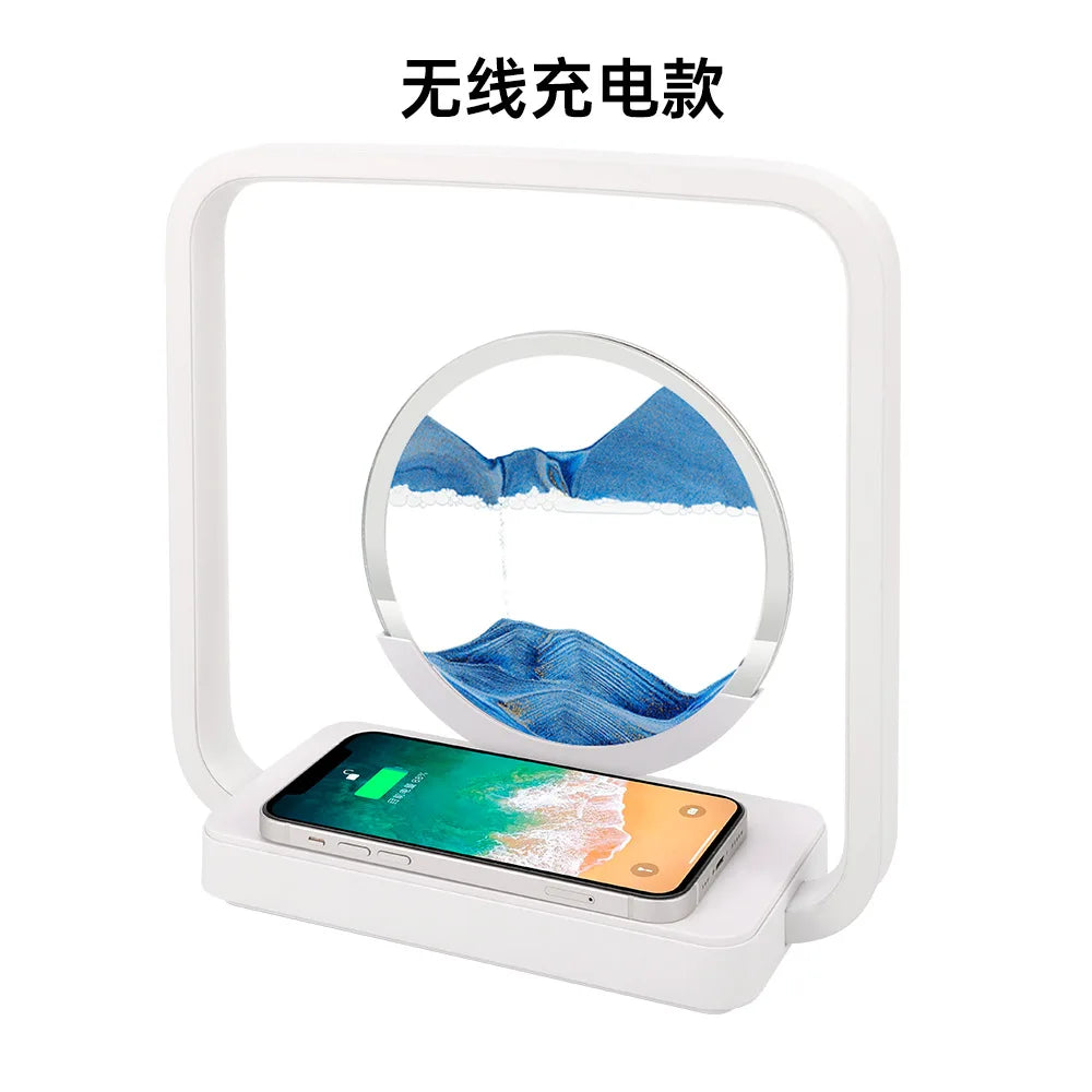 Flowing Sand Wireless Charging Desk Lamp | Modern Night Light