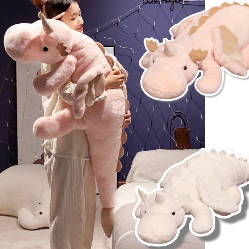 Giant White Dragon Plush Toy | Magical Hug Pillow With Wings