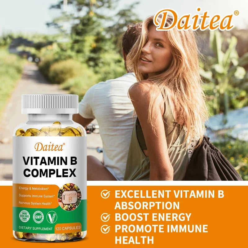 Organic Vitamin B Complex for Energy & Immune Support - 120 Capsules