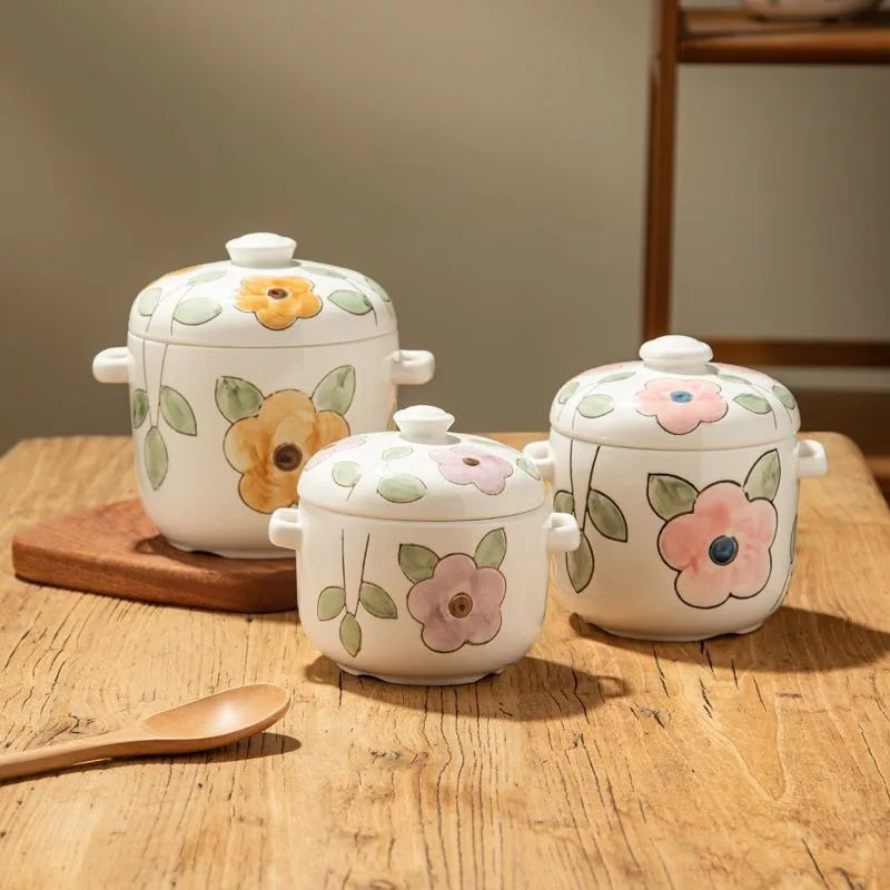 Hand-Painted Ceramic Stew Pot | Versatile Heat-Resistant Cookware