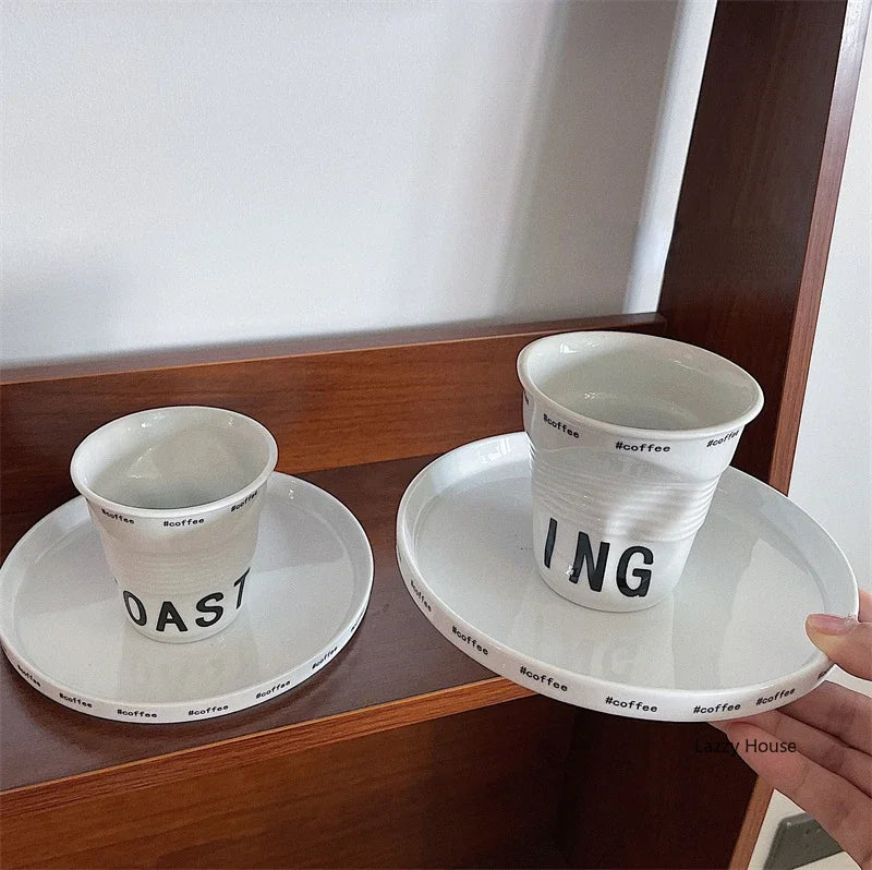 Elegant Korean Style Ceramic Coffee Mug | Nordic Design Tumbler