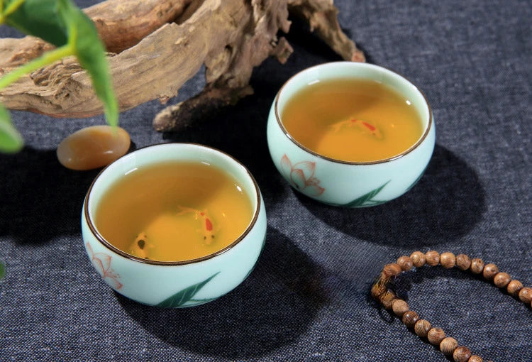 Traditional Hand-painted Celadon Teacup Set | Unique Tea Experience