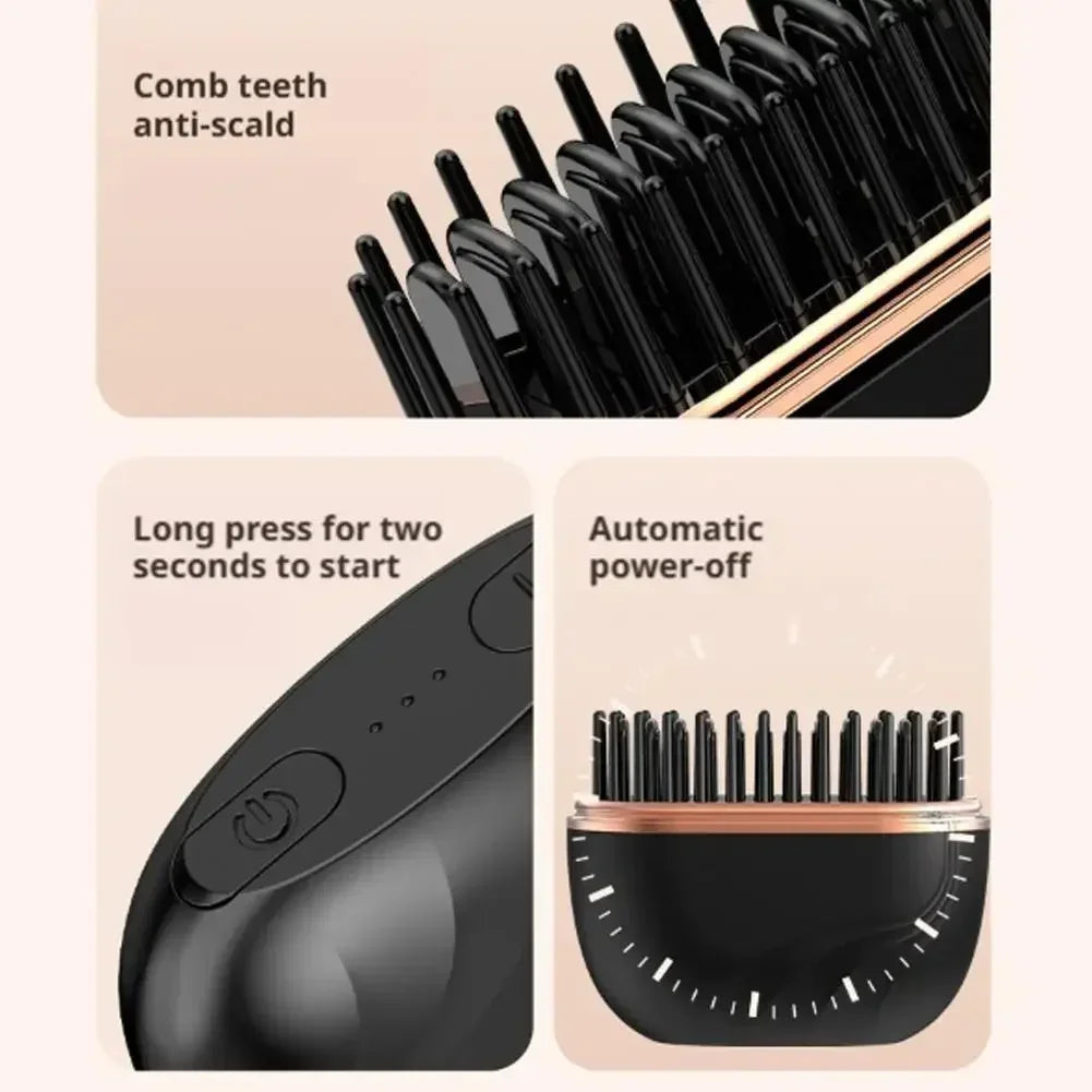 Mini Rechargeable Hair Straightener Brush | Portable & Lightweight