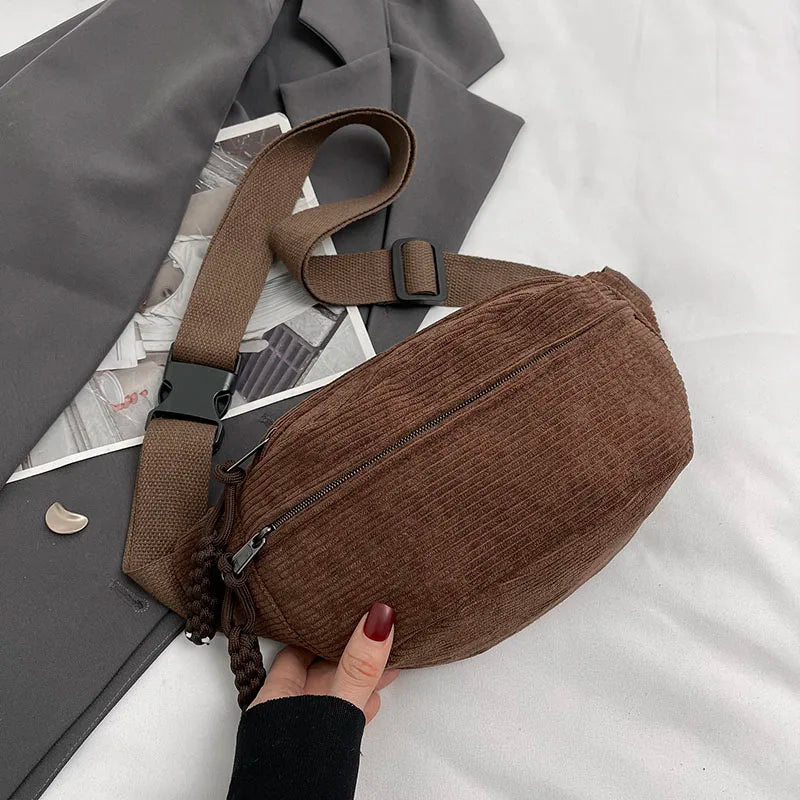 Casual Corduroy Belt Bags for Women | Stylish Fanny Pack