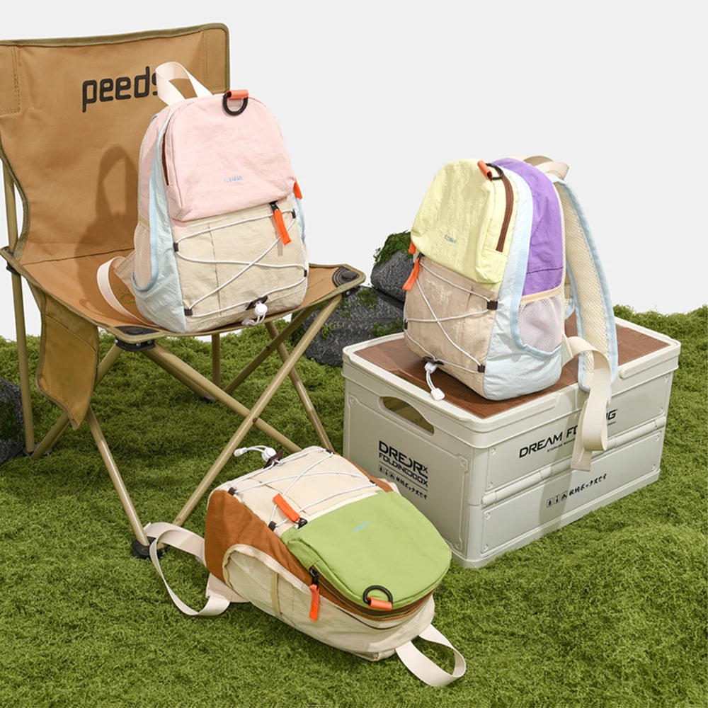 Color Block Mini Nylon Backpack | Lightweight Daypack for All Use