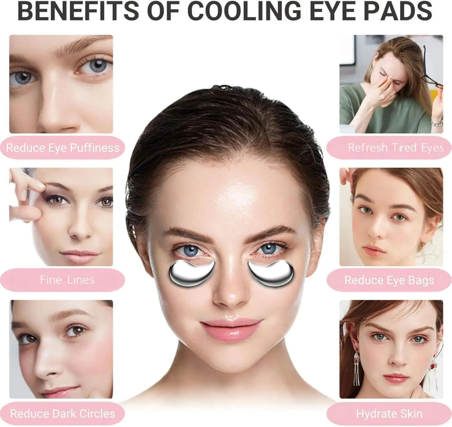 Eye Massage & Cooling Pad Set | Reduce Puffiness & Dark Circles