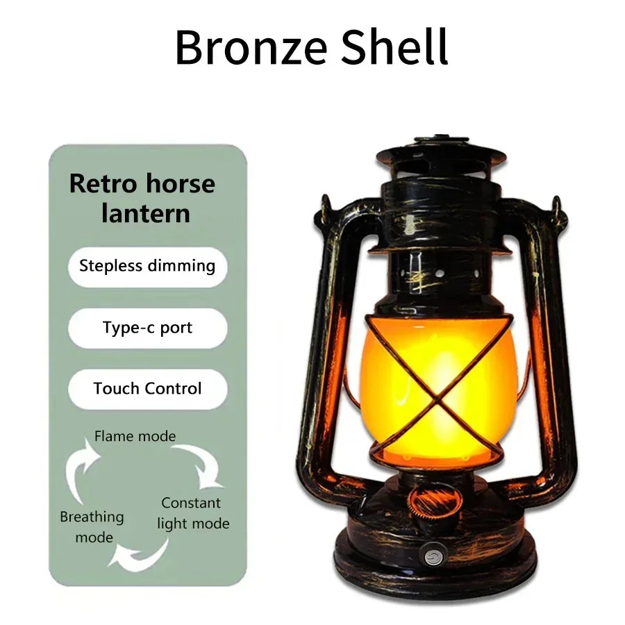 Linterna portátil vintage | Luz de camping recargable con 3 modos