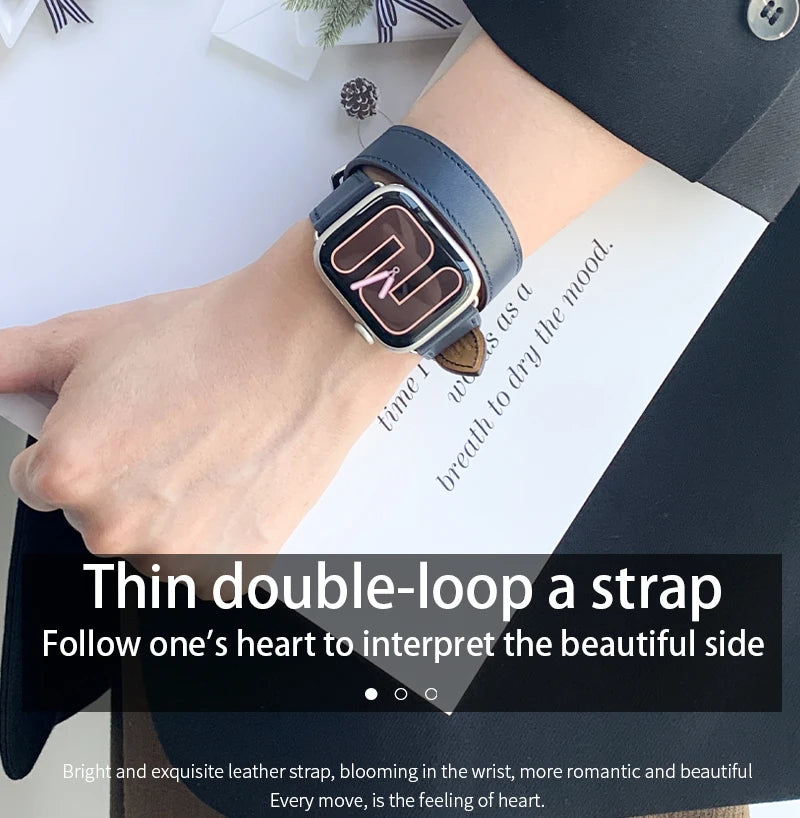 Stylish Double Tour Leather Watch Band for Women | 42mm & 41mm