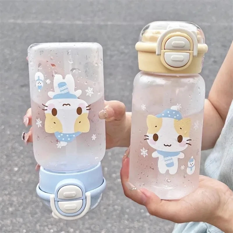 500ML Cute Cat Water Bottle | Portable Straw Cup for Kids