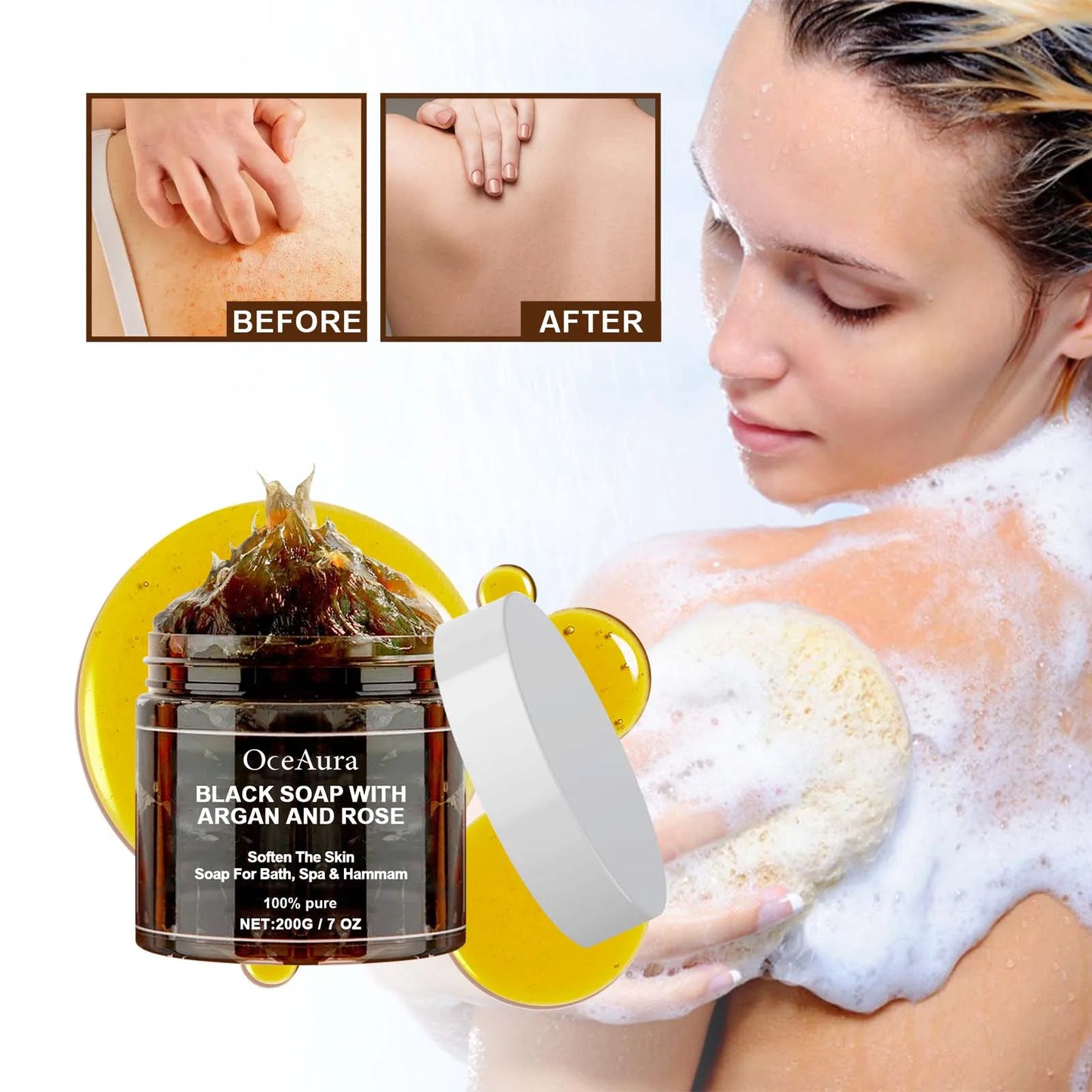 Natural Black Soap with Argan & Rose | Deep Cleansing Exfoliator
