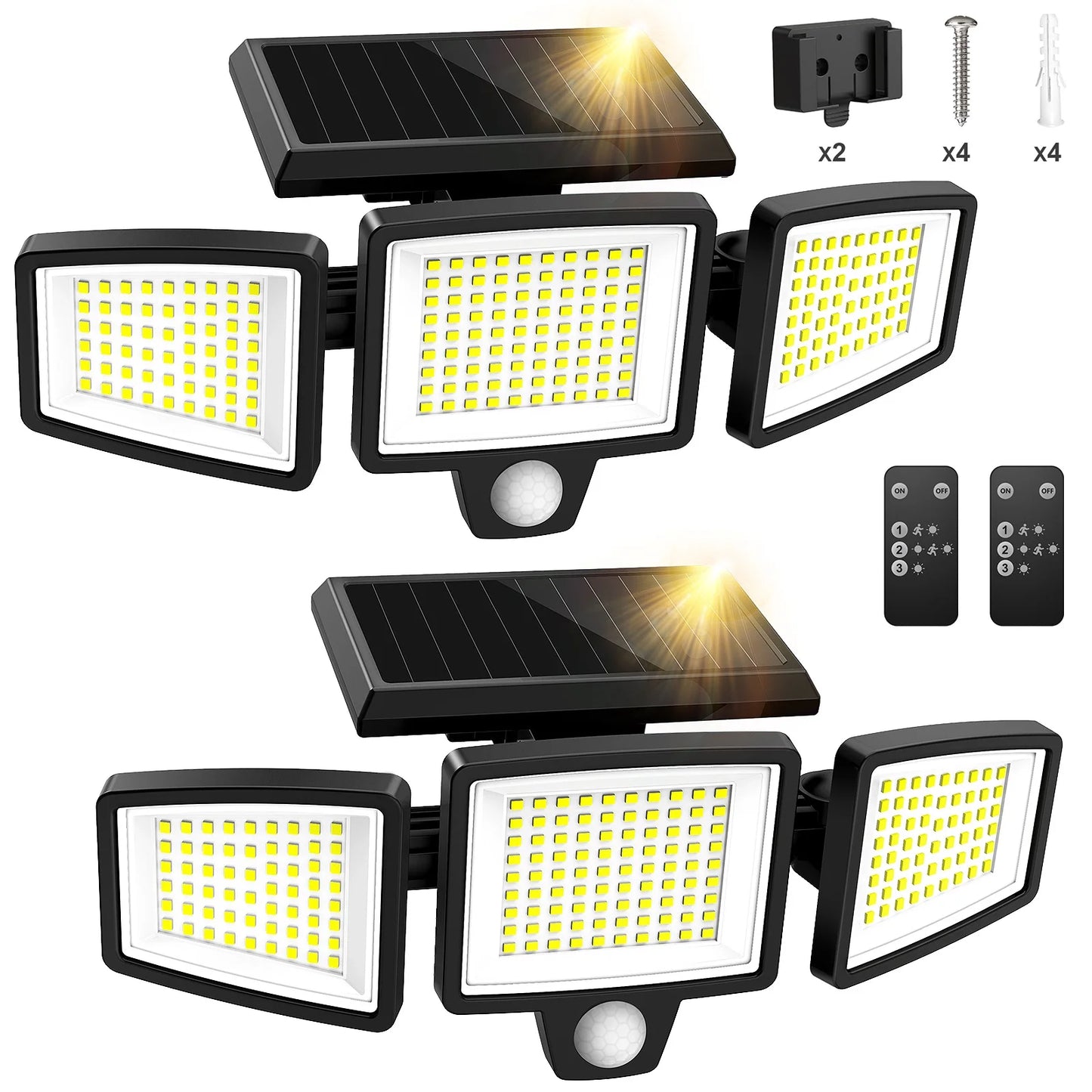 3-Head Solar Outdoor Light with Motion Sensor & Remote Control