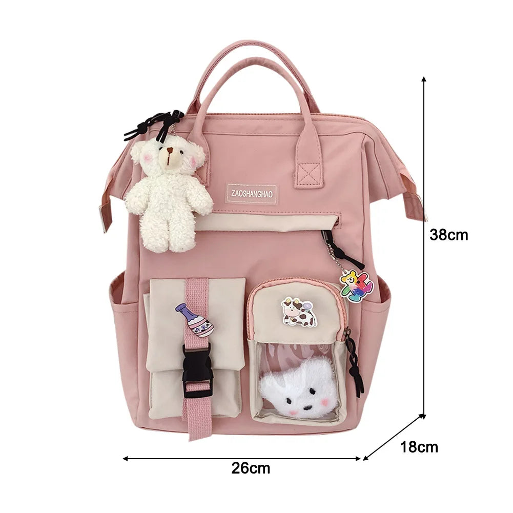 Kawaii Cute Backpack for Girls | Multi-Pockets School Bag