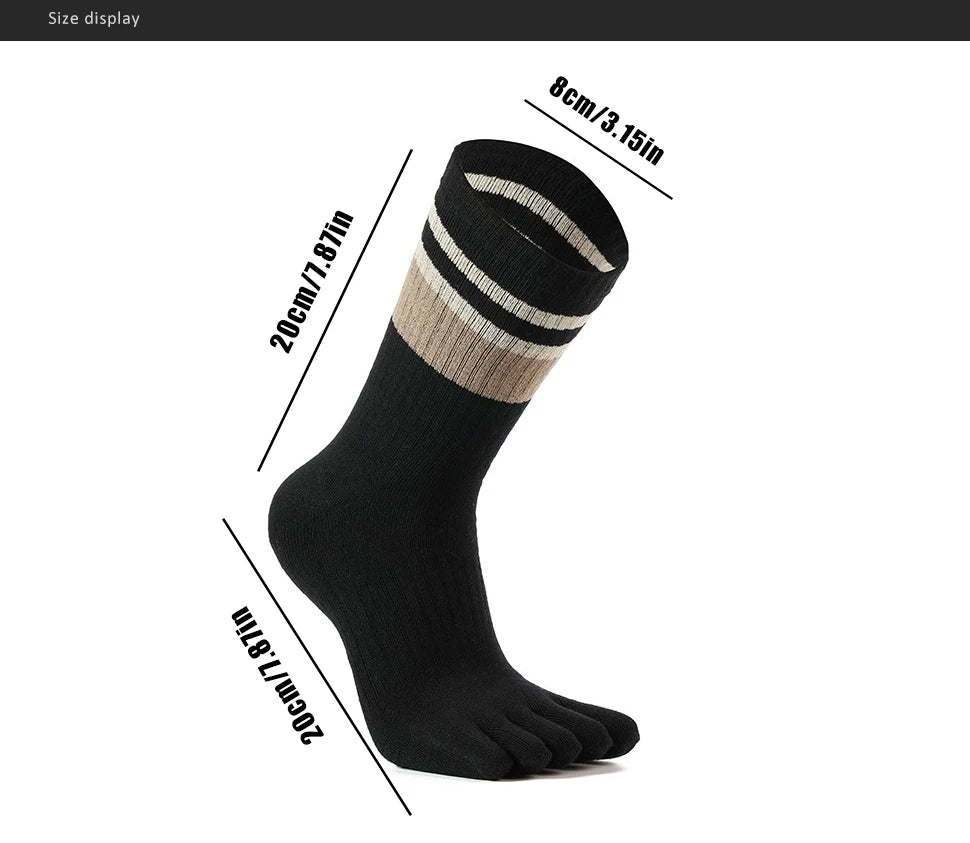Thick Cotton Striped Winter Toe Socks for Men | Ultimate Warmth