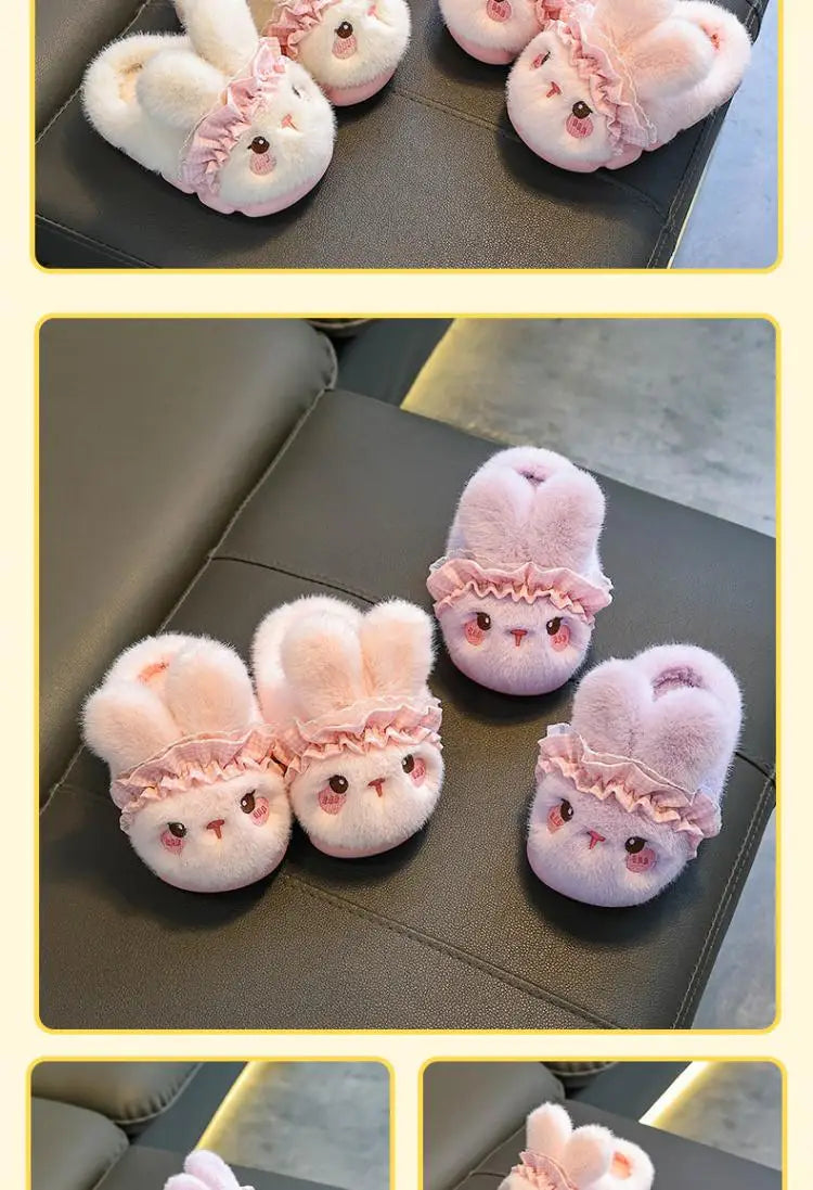 Cute Rabbit Plush Cotton Slippers for Kids | Soft Warm Indoor Shoes