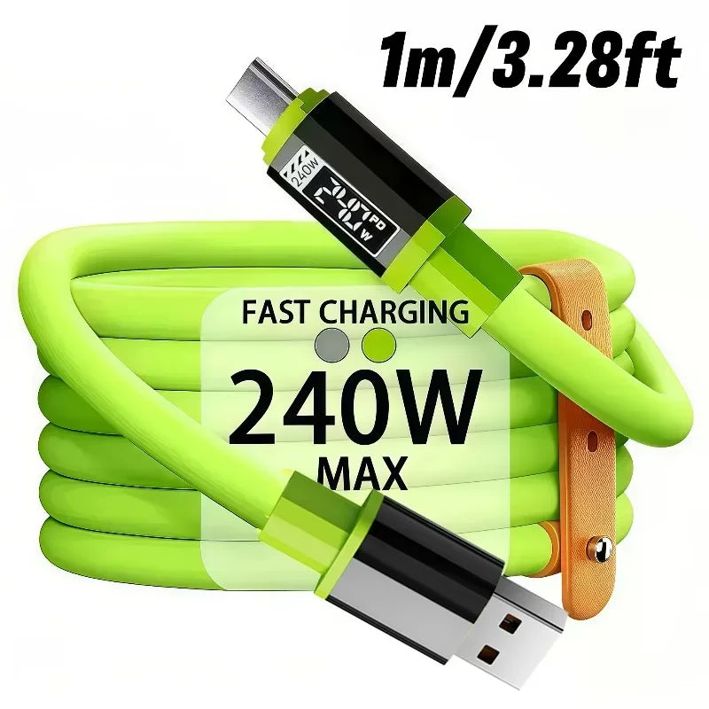 240W Fast Charging USB to Type-C Cable | Silicone Durable Design