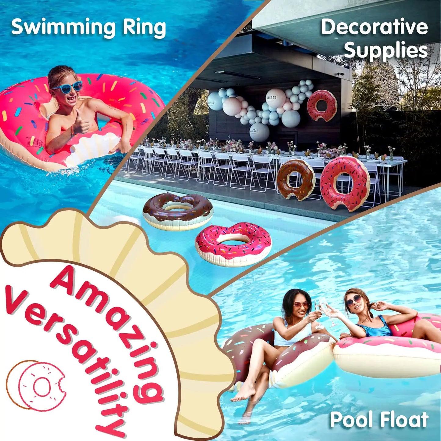 Inflatable Donut Swim Ring | Fun Pool Float for Kids & Adults