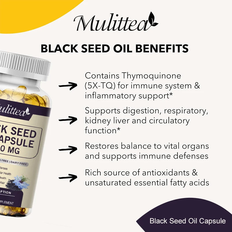 Organic Black Seed Oil Capsules for Hair Growth & Wellness