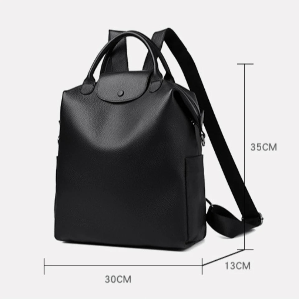 Genuine Cowhide Leather Women's Backpack | Stylish Large Capacity Bag