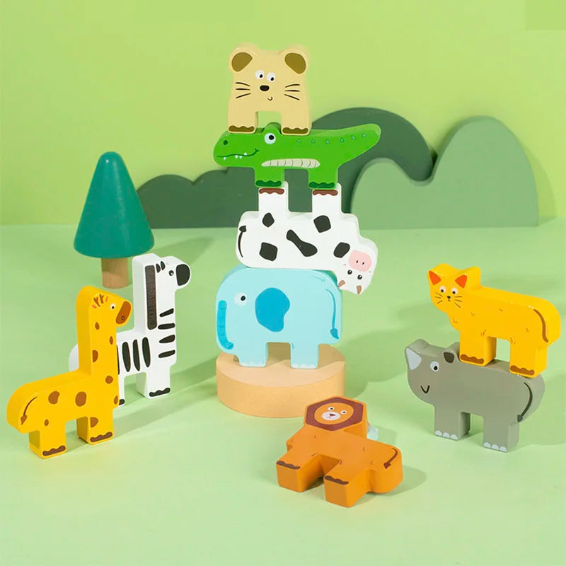 Educational Wooden Animal Stacking Block Game | Enhance Cognitive Skills