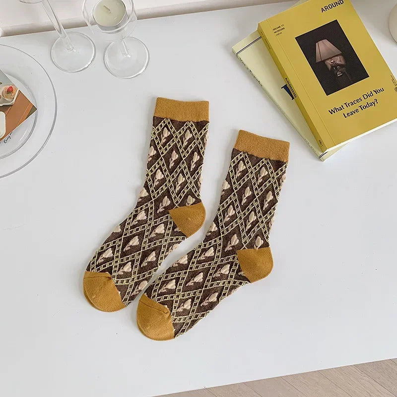 Cute Pink Flower Embroidery Socks for Women | Kawaii Retro Style