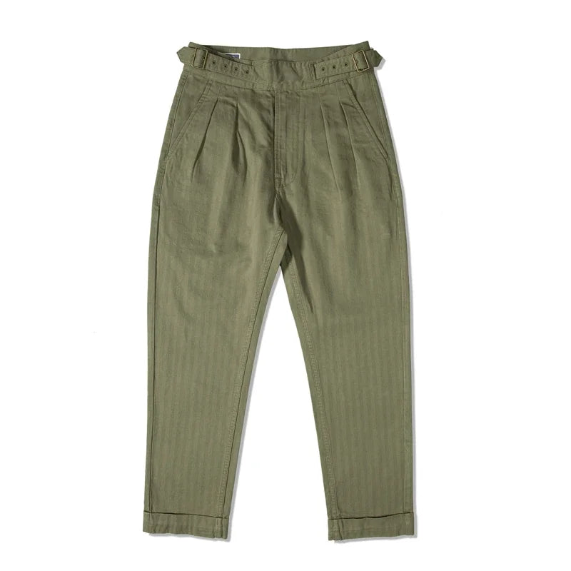 Men's Herringbone Cotton Gurkha Pants for Casual Style