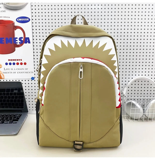 Luminous Shark Mouth Backpack | Large Capacity USB Laptop Bag