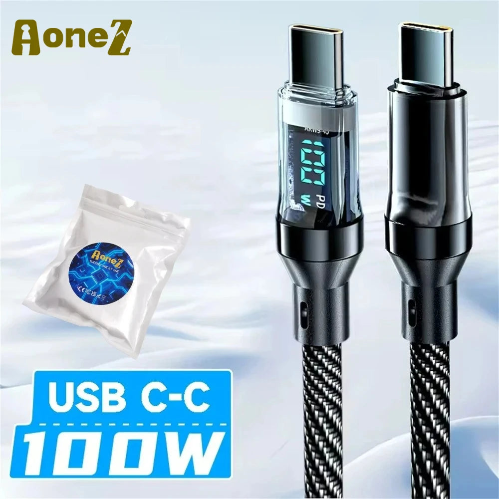 Smart Fast Charging Cable 60W 120W with LED Screen - Versatile & Durable