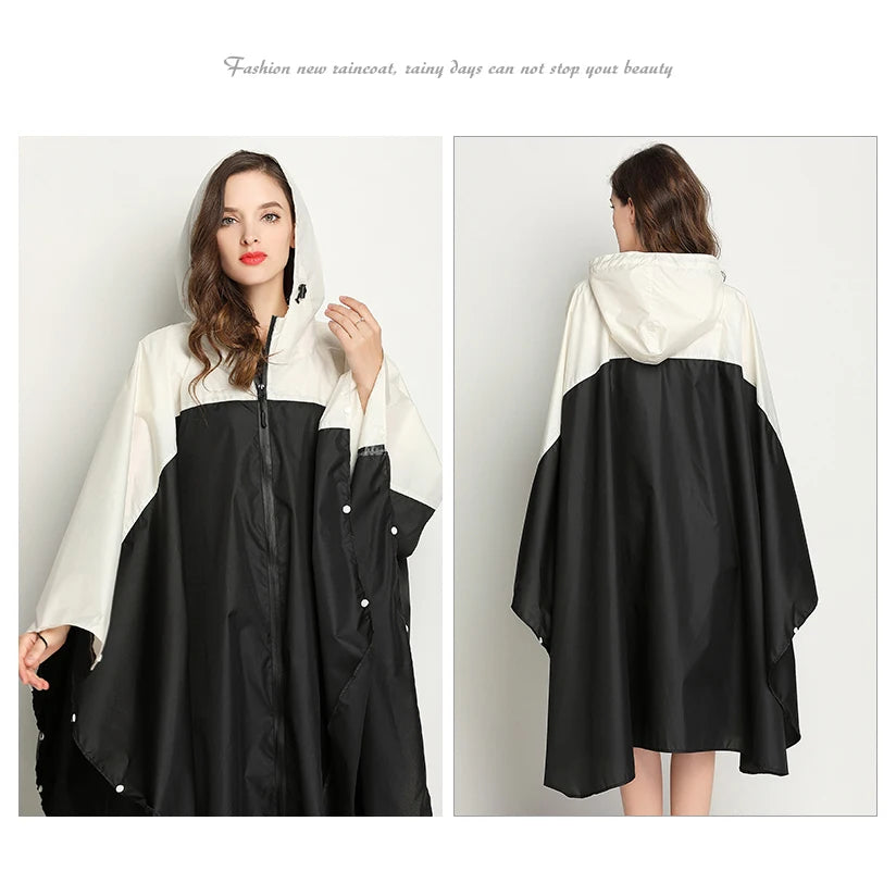Plus-Size Lightweight Color-Blocked Raincoat | Ideal for Outdoors