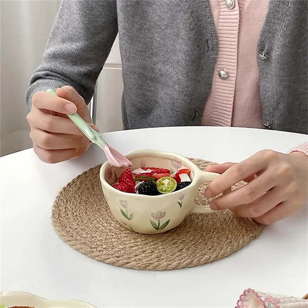 Handcrafted Ceramic Coffee Mug | Unique Irregular Flower Design